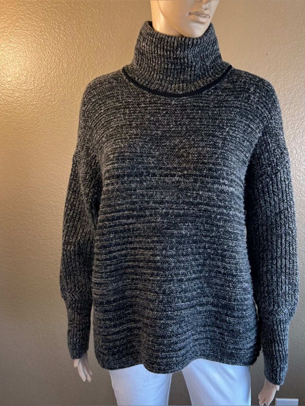 Simply Vera Vera Wang Womens Turtleneck Sweater Gray Chunky Knit Size Large Cozy